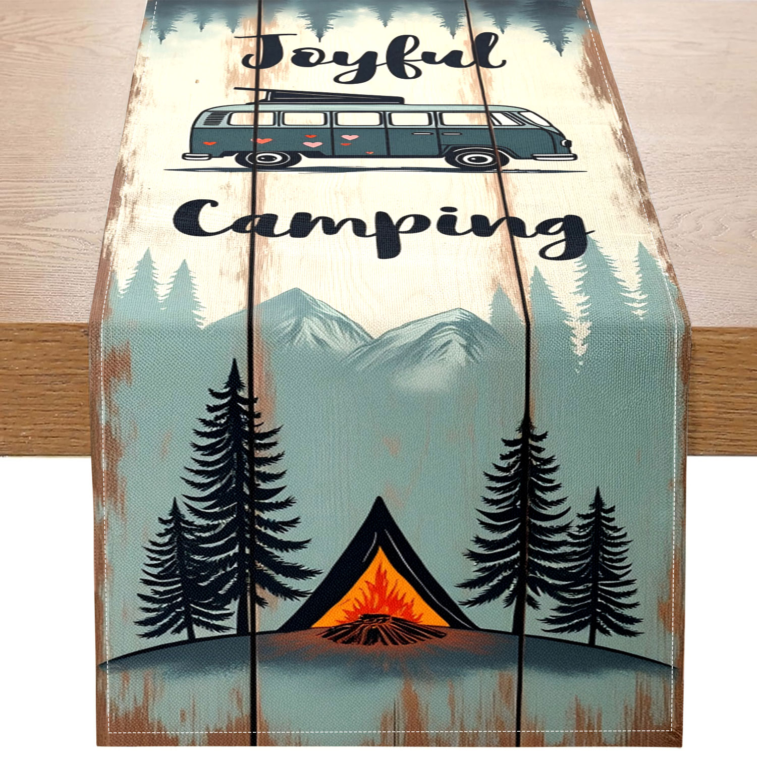 Outdoor Camping Exhibition - Rv, Dağ ve Kamp Ateşi Desenli