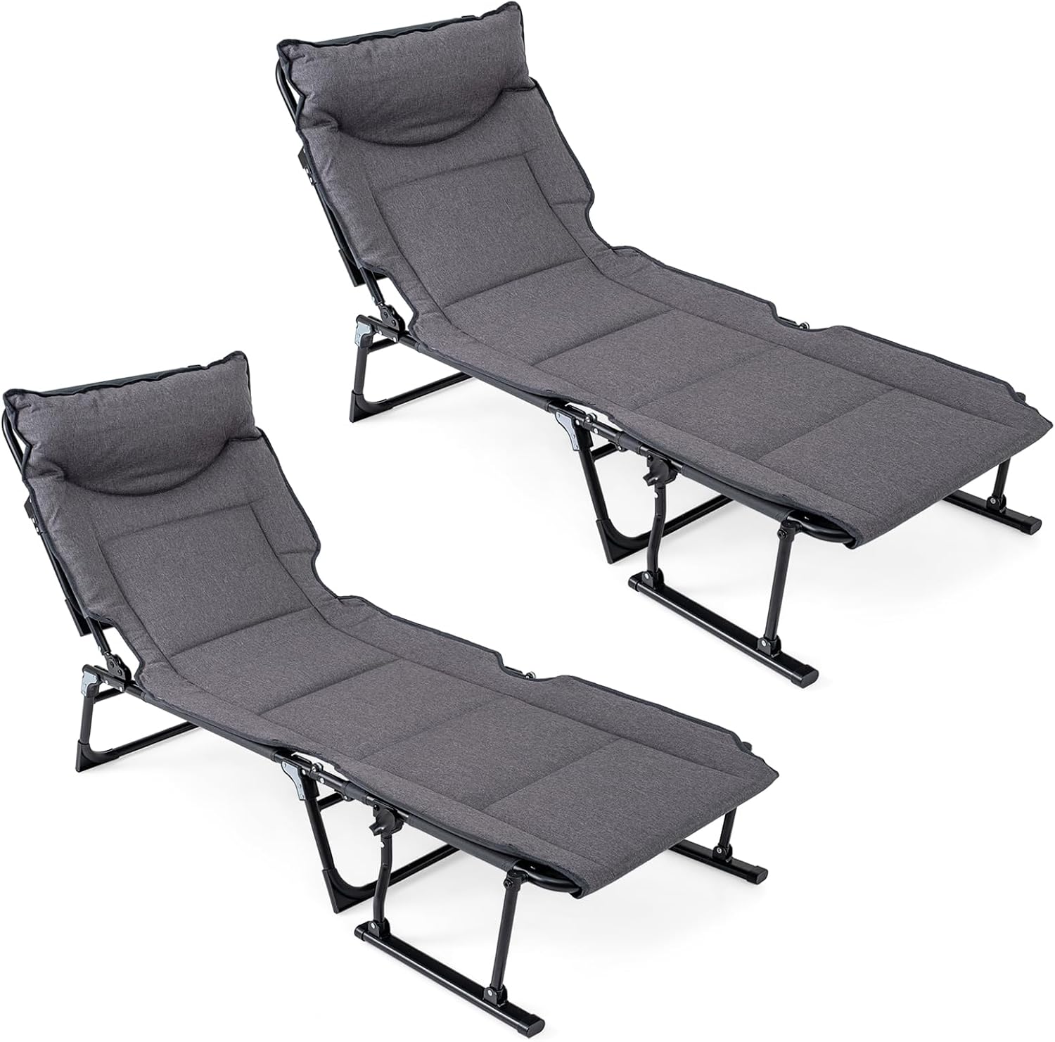 Outdoor Camping Lounge Chairs - Katlanabilir Veranda Şezlong Seti (2 Adet),