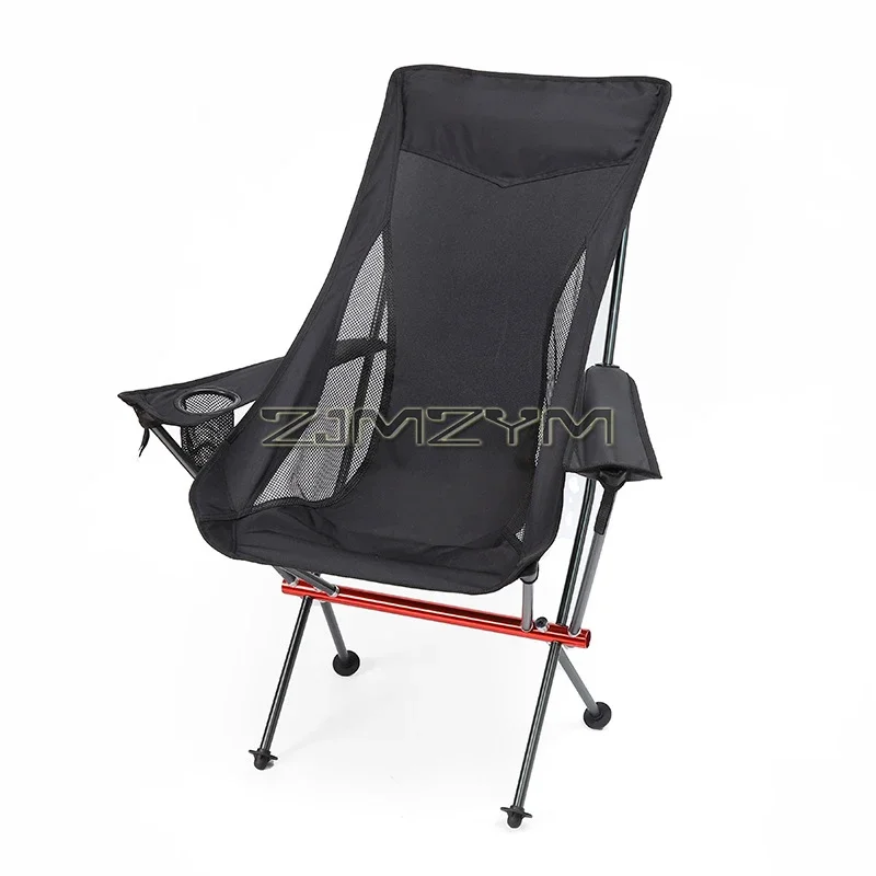 Outdoor Camping High Chair - Yüksek Sırtlı Kamp Sandalyesi, Bardak Tutuculu