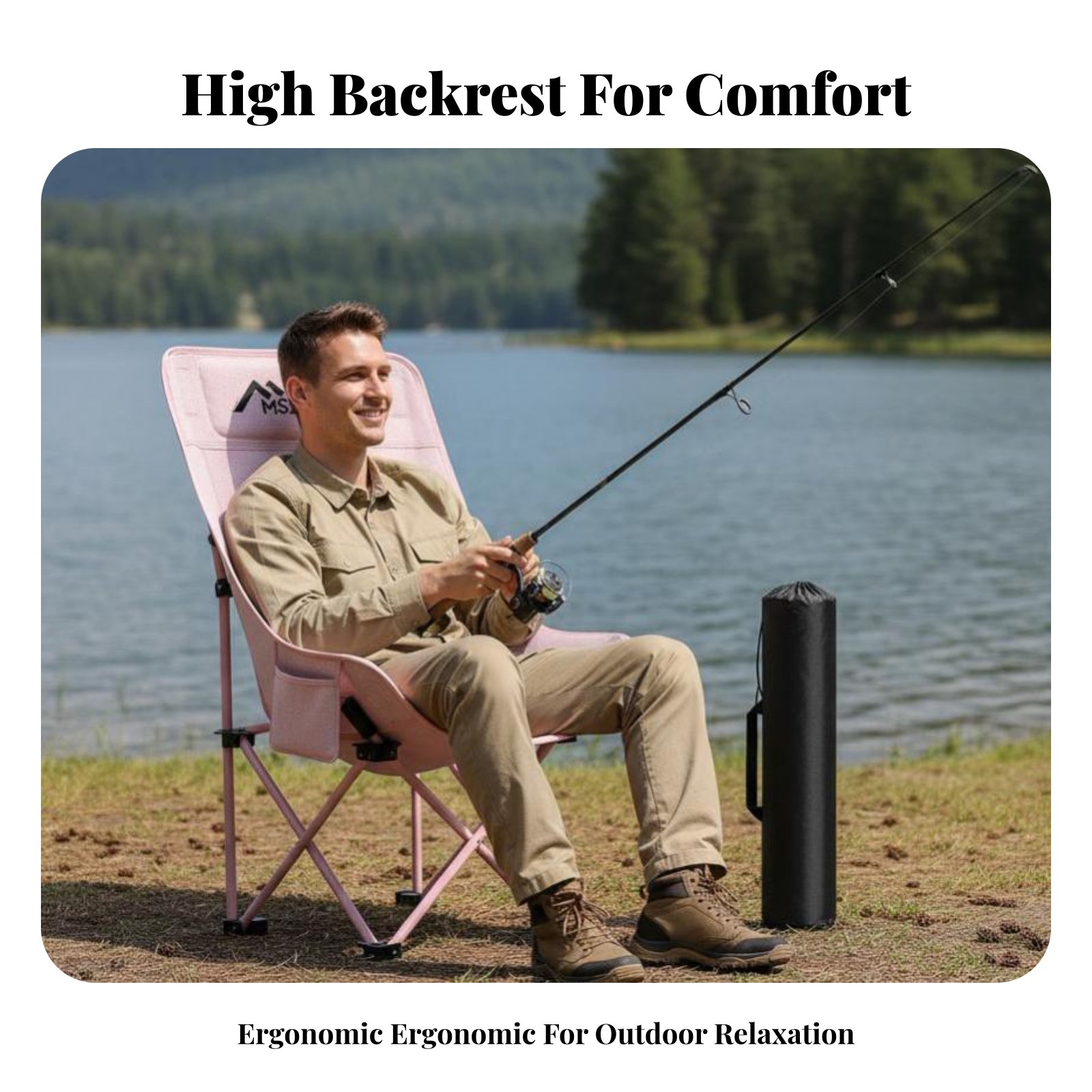 Outdoor Camping High Chair - Katlanabilir Örgü Yüksek Sırtlı Sandalye Anti-Yorgunluk
