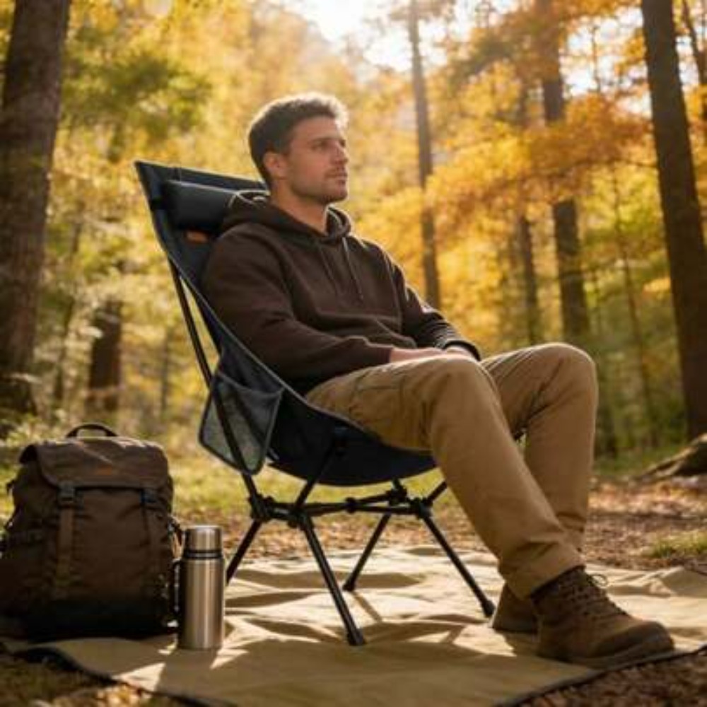 Outdoor Camping High Chair - Yüksek Sırt ve Baş Desteğine Sahip