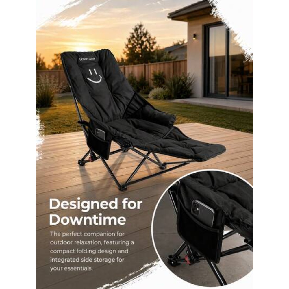 Outdoor Camping Lounge Chairs - 2'si 1 Arada Ayak Dayamalı Yetişkinler